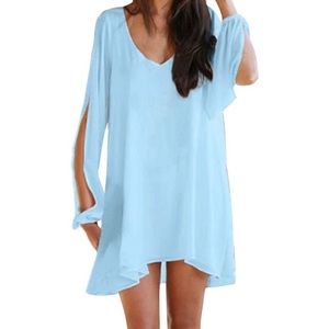 Light blue, slit arm flowy dress